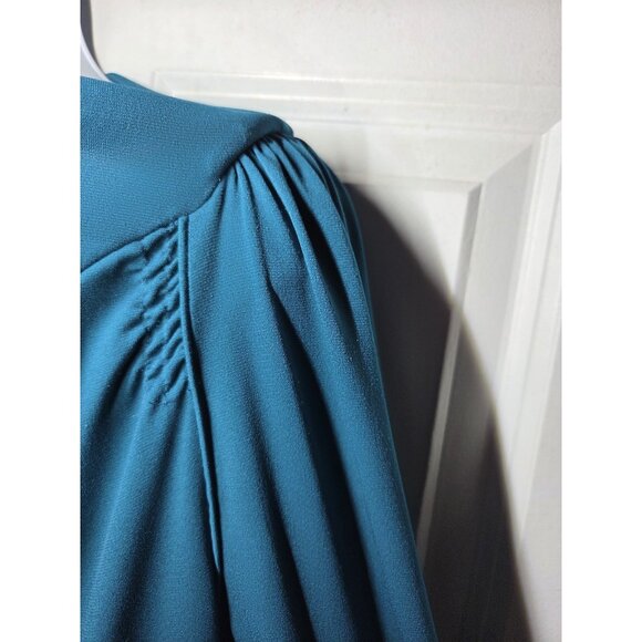 Worthington Stretch Scoop Cowl Neck Long Sleeve Blouse Teal L - Picture 6 of 7